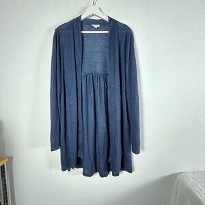 J.Jill Love Linen Womens Open Front Cardigan Sweater Medium Blue Lightweight